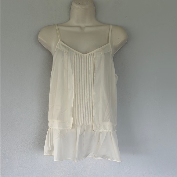 Jessica Simpson white semi sheer spaghetti strap pleated front tank top medium - Picture 3 of 12